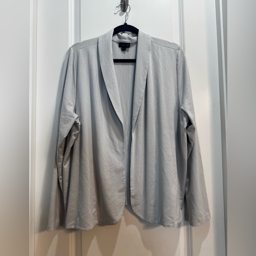 J. Jill Wearever Collection Light Gray long sleeve open front cardigan XL